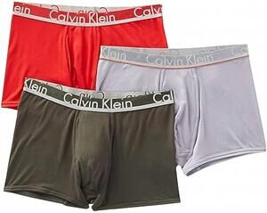 NEW CALVIN KLEIN men's comfort microfiber boxer brief set in grey/red/green